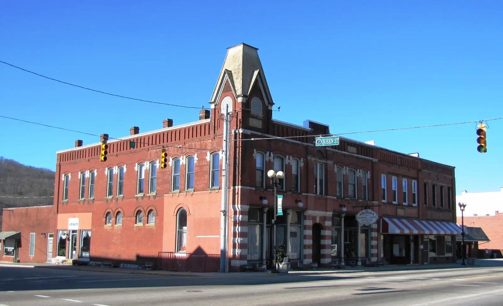 Historic storefronts on Roane Street in Harriman