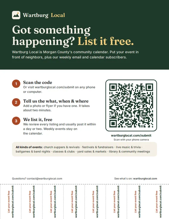Preview of the "List your event free" flyer