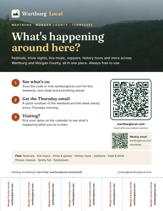 Preview of the "What's happening" flyer with tear-offs
